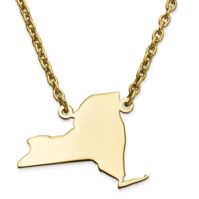 New York State Pendant Necklace with Chain 14k Yellow Gold Engravable XNA706Y-NY, MPN: XNA706Y-NY, …
