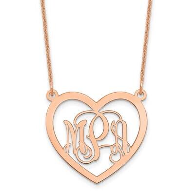 Heart Monogram Necklace 14k Rose Gold Polished XNA595R, MPN: XNA595R,