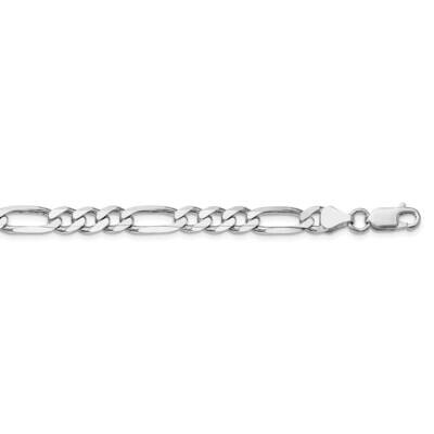 6.5mm Figaro Chain 28 Inch Sterling Silver Rhodium-Plated QFG180R-28, MPN: QFG180R-28,
