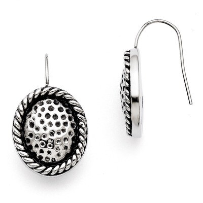 Antiqued Oval Shepherd Hook Earrings - Stainless Steel SRE701 by Chisel, MPN: SRE701, 191101074769
