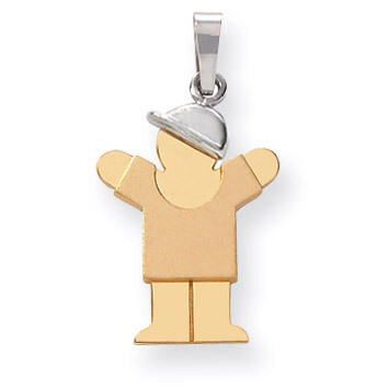 Boy with Hat on Right Engravable Charm 14k Two-tone Gold Small XK203, MPN: XK203, 883957377339