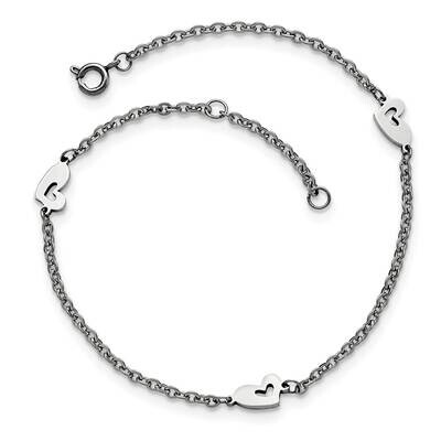 Hearts with 1 Inch Extension Anklet Stainless Steel Polished SRA105-9 by Chisel, MPN: SRA105-9, 886…