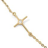 Leslie&#39;s CZ Cross Anklet 10 Inch 14k Gold Polished HB-LF830-10, MPN: LF830-10, 191101754043