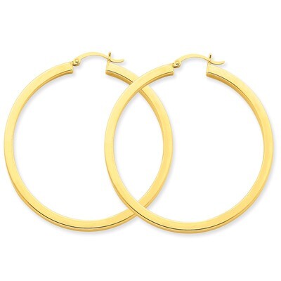3mm Polished Square Hoop Earrings 14k Gold TE542, MPN: TE542, 883957291024