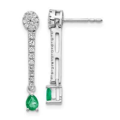 Emerald Fancy Earrings 14k White Gold Diamond EM3882-EM-050-WA, MPN: EM3882-EM-050-WA, 191101836428