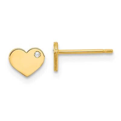 CZ Diamond Heart Post Earrings 14k Gold Polished YE2042, MPN: YE2042, 191101798702