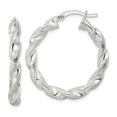 Textured Twisted Circle Hoop Earrings Sterling Silver Polished QE15885, MPN: QE15885, 191101767685
