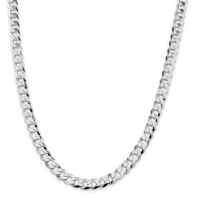 8.5mm Flat Curb Chain 26 Inch Sterling Silver QLB220-26, MPN: QLB220-26,