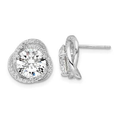 12mm Round CZ Diamond Post Earrings Sterling Silver Rhodium-Plated Polished QE16115, MPN: QE16115, …