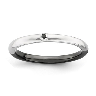 Half White Black Diamond Ring - Sterling Silver Polished QSK629, MPN: QSK629, 886774220123