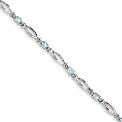 Aquamarine and Diamond Bracelet Sterling Silver QX856AQ, MPN: QX856AQ, 883957467177