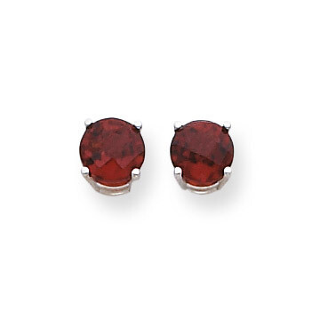 6mm Garnet Checker Earrings 14k White Gold XE73WGC, MPN: XE73WGC, 883957097787