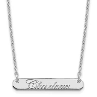 Small Polished Edwardian Script Bar Necklace Sterling Silver Rhodium-plated XNA1215SS, MPN: XNA1215…