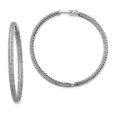 CZ In and Out Round Hoop Earrings Sterling Silver Rhodium-plated QMP1494, MPN: QMP1494, 191101074332