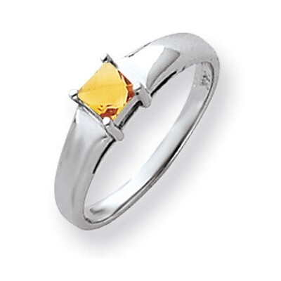 Citrine Ring 14k white Gold 4mm Princess Cut Y4780CI, MPN: Y4780CI, 883957667140