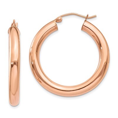 Polished Tube Hoop Earrings 14k Rose Gold TF826, MPN: TF826, 191101369209