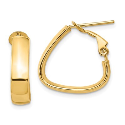 Leslie&#39;s 5mm Triangle Omega Back Hoop Earrings 14k Gold High Polished HB-LE1884, MPN: LE1884, 19110…