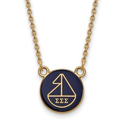 Sigma Sigma Sigma Extra Small Enameled Pendant with 18 Inch Chain Gold-plated Silver GP042SSS-18, M…