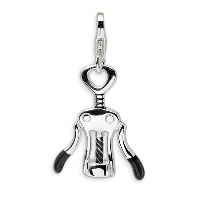 Cork Screw Charm Sterling Silver Enameled QCC347 by Amore La Vita, MPN: QCC347, 883957333045