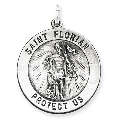 Saint Florian Medal Antiqued Sterling Silver QC464, MPN: QC464, 191101182235