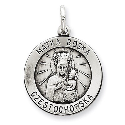 Matka Boska Medal Antiqued Sterling Silver QC5582, MPN: QC5582, 191101183287