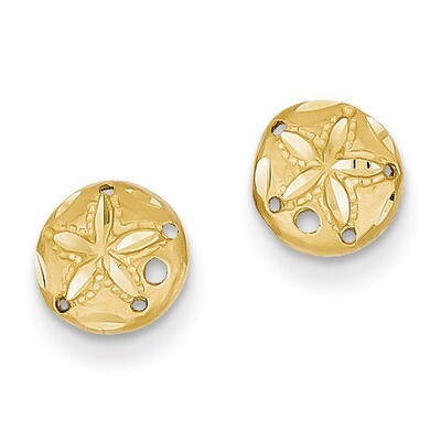 Sand Dollar Earrings 14k Gold Diamond-cut TC767, MPN: TC767, 886774118499