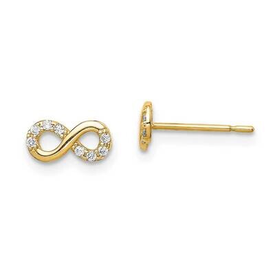 Infinity Symbol Post Earrings 14k Gold CZ Diamond GK988 by Madi K, MPN: GK988, 191101901676
