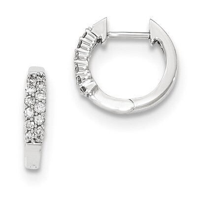 Polished Diamond Hinged Hoop Earrings 14k white Gold XE2944AA, MPN: XE2944AA, 191101333392