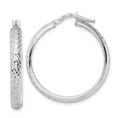 Diamond Cut Hoop Earrings 14k White Gold TC1027W, MPN: TC1027W, 883957982724