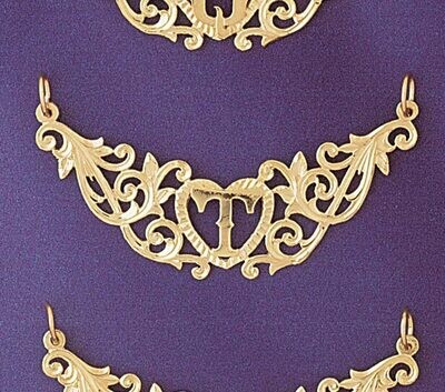 Dazzlers Jewelry Initial T Heart Pendant Necklace Charm Bracelet in Yellow, White or Rose Gold 9578…