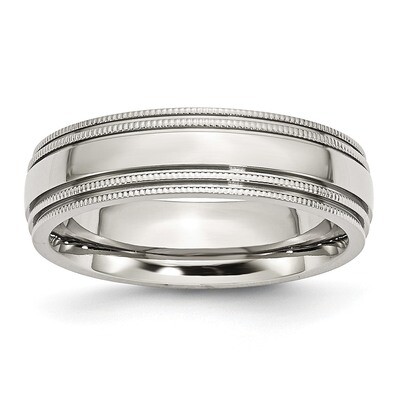 Beaded 6mm Polished Band Stainless Steel Grooved SR95 by Chisel, MPN: SR95, 886774426556