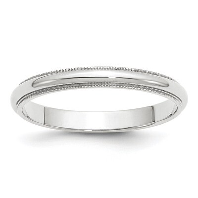 3mm Milgrain Half Round Band 10k White Gold WM030 Engravable, MPN: WM030, 886774303482