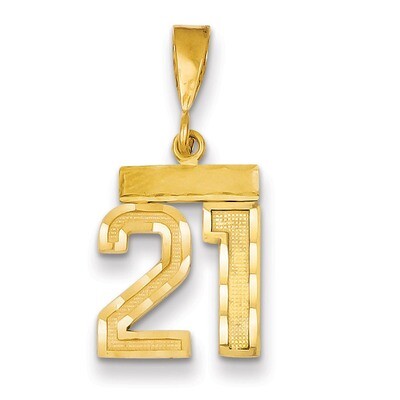Number 21 Charm 14k Gold Small Diamond-cut SN21, MPN: SN21, 883957102696