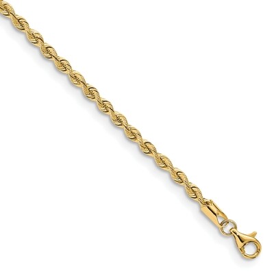 8 Inch 2.65mm Silky Rope Chain 14k Yellow Gold SKR023-8, MPN: SKR023-8, 883957871776