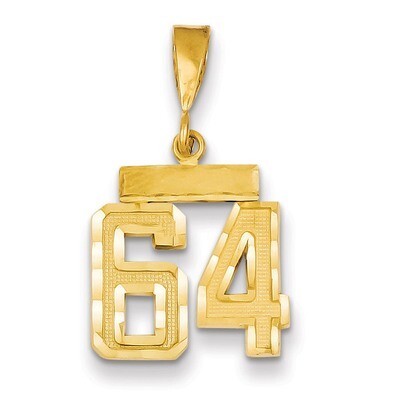 Number 64 Charm 14k Gold Small Diamond-cut SN64, MPN: SN64, 883957104607