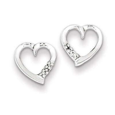 Diamond Heart Post Earrings Sterling Silver QDX290, MPN: QDX290, 883957580357