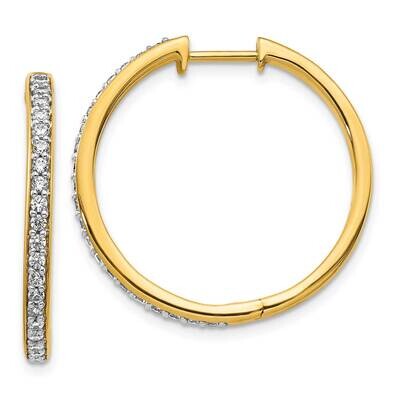 Diamond Hoop Earrings 14k Yellow Gold EM4266-050-YA, MPN: EM4266-050-YA, 883957380278