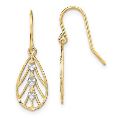 Small Teardrop with Lines Wire Earrings 14k Gold Rhodium Diamond-cut TF1900, MPN: TF1900, 637218149…