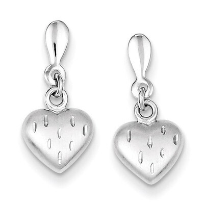 3-D Scratch Heart Post Earrings Sterling Silver Rhodium-plated QE8706, MPN: QE8706, 883957547282