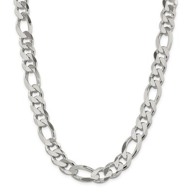 26 Inch 12.75mm Figaro Chain Sterling Silver QFG350-26, MPN: QFG350-26, 883957624617