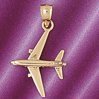 Dazzlers Jewelry Airplane Jet Pendant Necklace Charm Bracelet in Yellow, White or Rose Gold 4417, M…