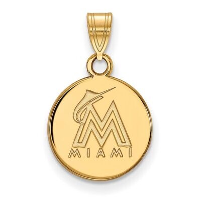 Miami Marlins Small Disc Pendant 14k Yellow Gold 4Y012MIN, MPN: 4Y012MIN, 886774871851