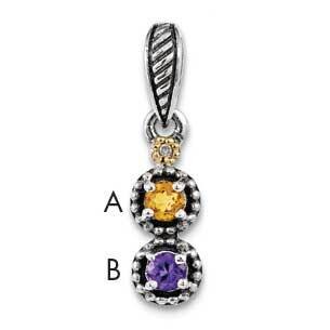 Diamond Mother&#39;s Pendant Sterling Silver &amp; 14k Two-stone Gold QMPD27/2SY, MPN: QMPD27/2SY,