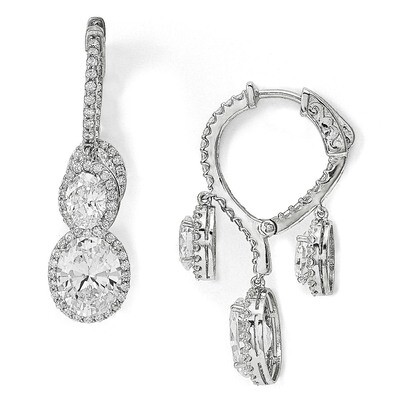 CZ Fancy Dangle In &amp; Out Earrings Sterling Silver Rhodium-plated QE13010, MPN: QE13010, 886774727646