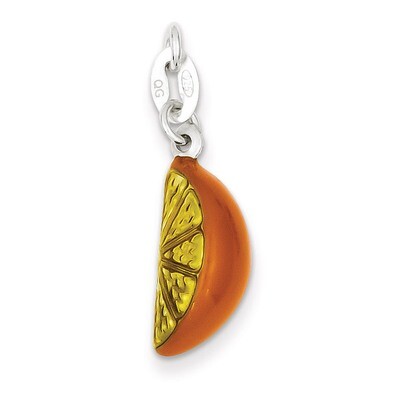 Orange Slice Charm Sterling Silver Enameled QC6145, MPN: QC6145, 883957544755