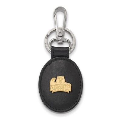 Baylor University Black Leather Oval Key Chain Gold-plated Silver GP012BU-K1, MPN: GP012BU-K1, 8867…