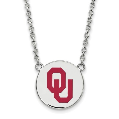 Oklahoma Large Enamel Disc Pendant with Necklace Sterling Silver SS045UOK-18, MPN: SS045UOK-18, 886…