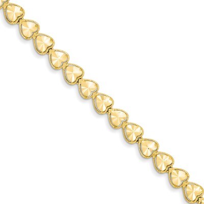 Diamond Cut Heart Bracelet 7 Inch 14k Gold FB1190-7, MPN: FB1190-7, 883957500621