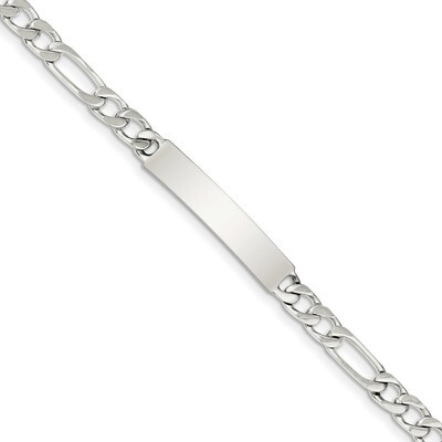Engravable Figaro Link ID Bracelet 7.5 Inch Sterling Silver Polished QID92-7.5, MPN: QID92-7.5, 886…