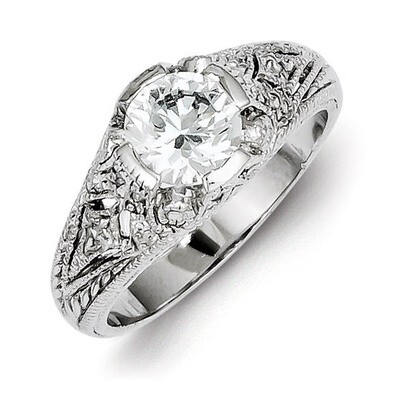 Antique Look Ring Sterling Silver Diamond QR1342, MPN: QR1342, 883957180854